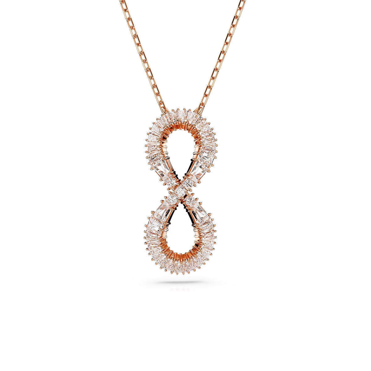 Swarovski Hyperbola pendant, Infinity, White, Rose gold-tone plated